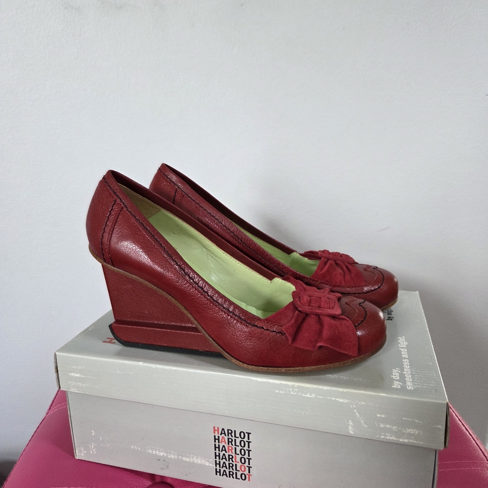 Stylish Red Wedge Shoes by
